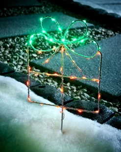 Set Of 3 Giftbox Pathway Stake Lights, 40 Cm