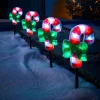 Set Of 4 Pre-Lit Candy Cane Pathway Lights, 24 Cm