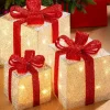 Set Of 3 Pre-Lit Gift Box Silhouettes, White