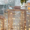 Set Of 3 Pre-Lit Gift Boxes, Rose Gold, 40 Cm