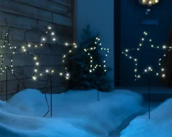 Set Of 4 Pre-Lit Star Pathway Lights, 65 Cm