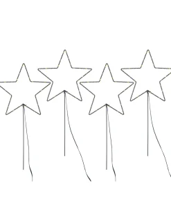 Set Of 4 Pre-Lit Star Pathway Lights, 65 Cm