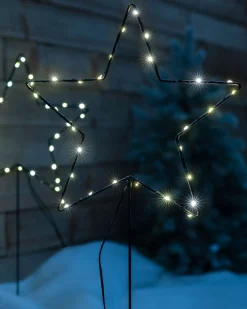 Set Of 4 Pre-Lit Star Pathway Lights, 65 Cm