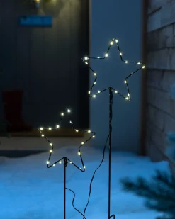 Set Of 2 Pre-Lit Star Pathway Lights, 70 Cm