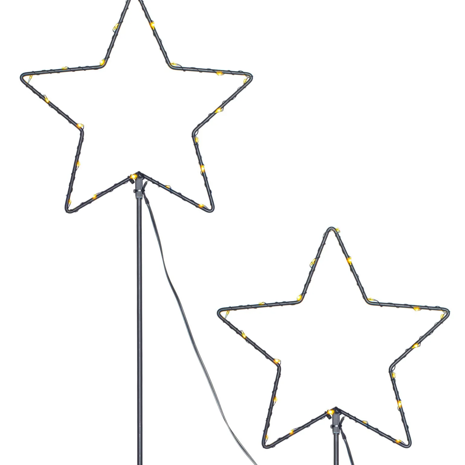 Set Of 2 Pre-Lit Star Pathway Lights, 70 Cm