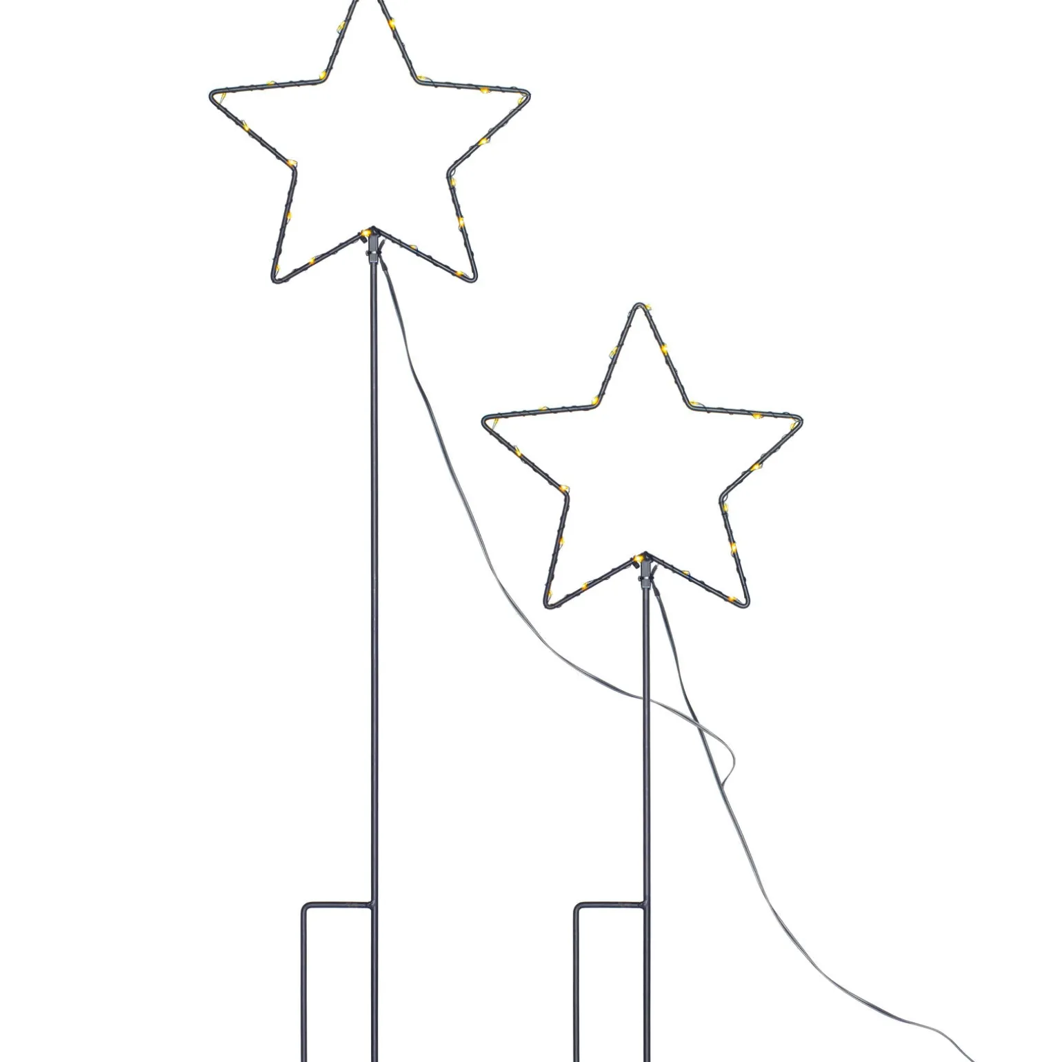 Set Of 2 Pre-Lit Star Pathway Lights, 70 Cm