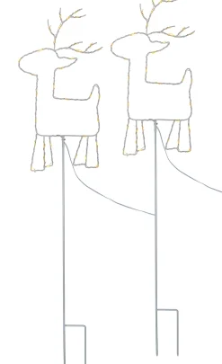 Set Of 2 Reindeer Pathway Stake Lights, 1 M