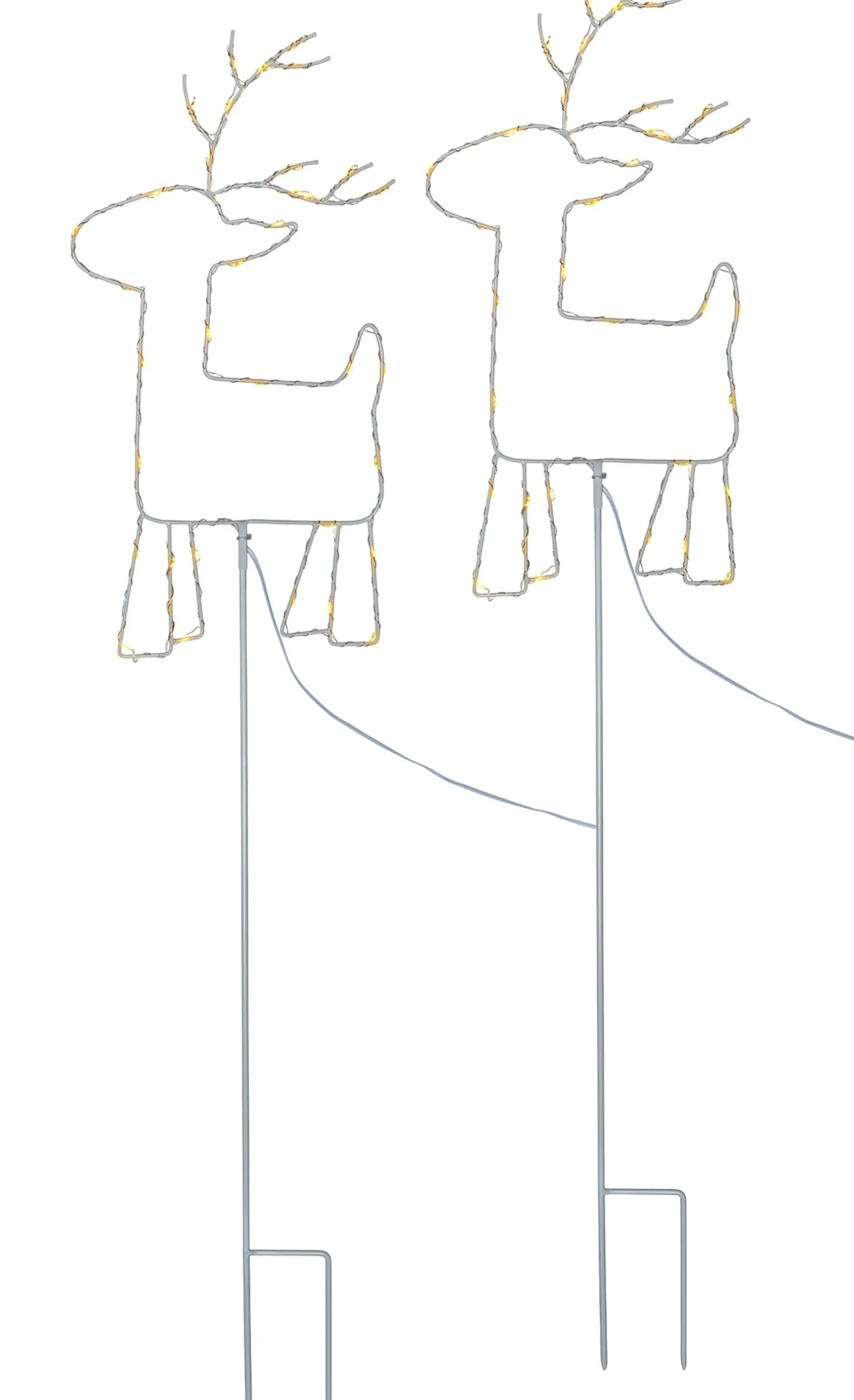 Set Of 2 Reindeer Pathway Stake Lights, 1 M