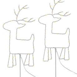 Set Of 2 Reindeer Pathway Stake Lights, 1 M