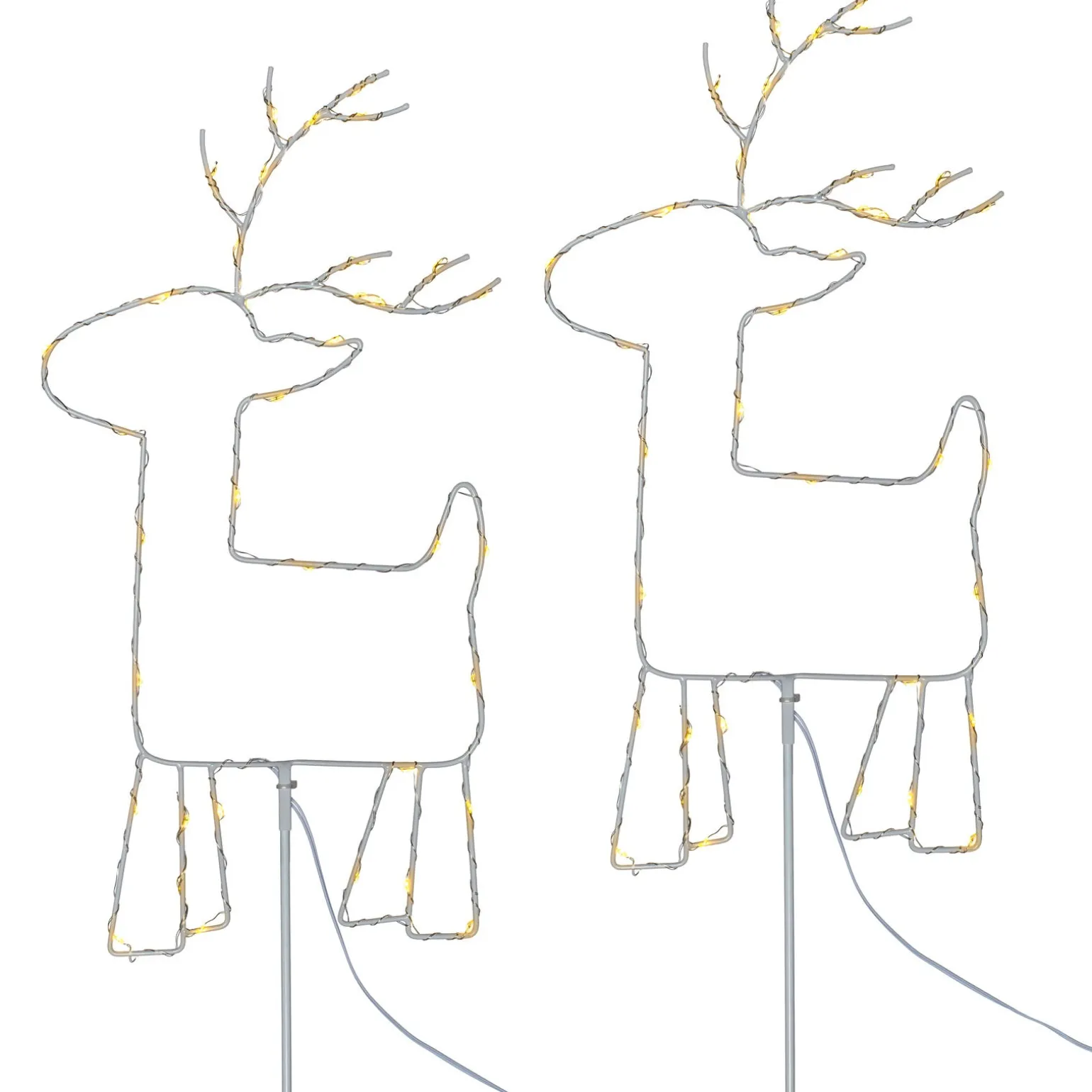 Set Of 2 Reindeer Pathway Stake Lights, 1 M