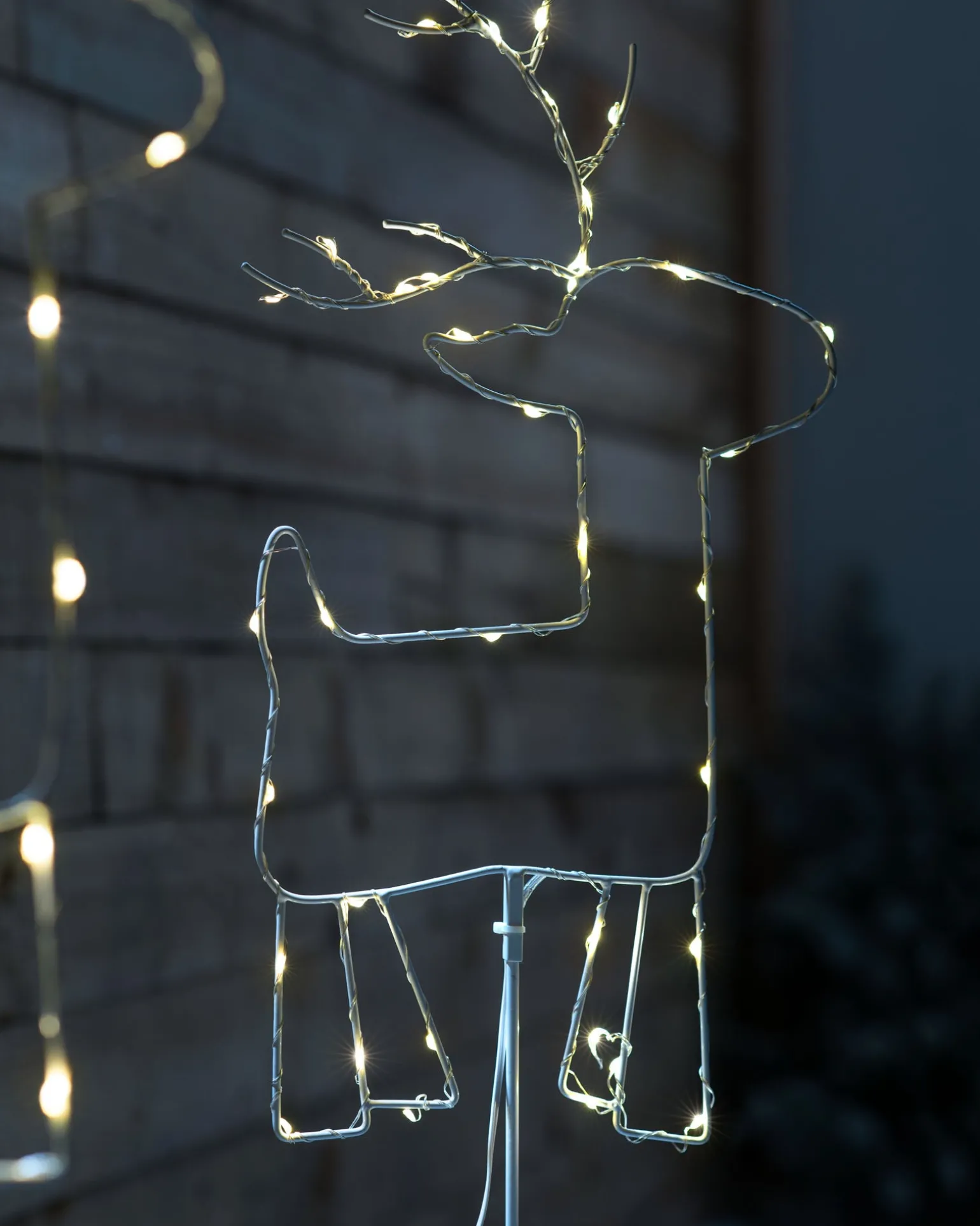 Set Of 2 Reindeer Pathway Stake Lights, 1 M