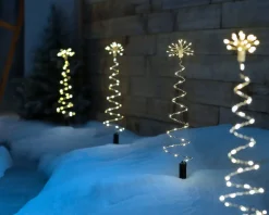 Set Of 4 Spiral Firework Pathway Stake Lights, 52 Cm