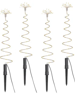 Set Of 4 Spiral Firework Pathway Stake Lights, 52 Cm