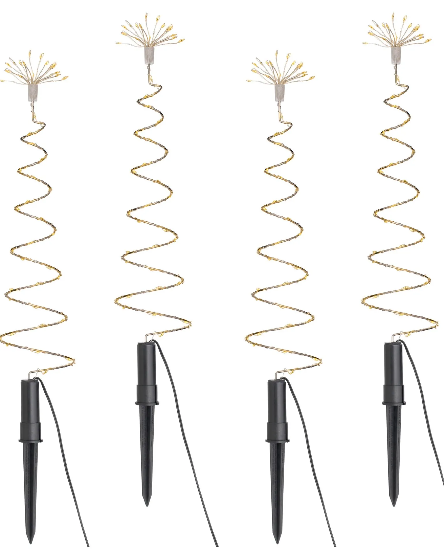 Set Of 4 Spiral Firework Pathway Stake Lights, 52 Cm