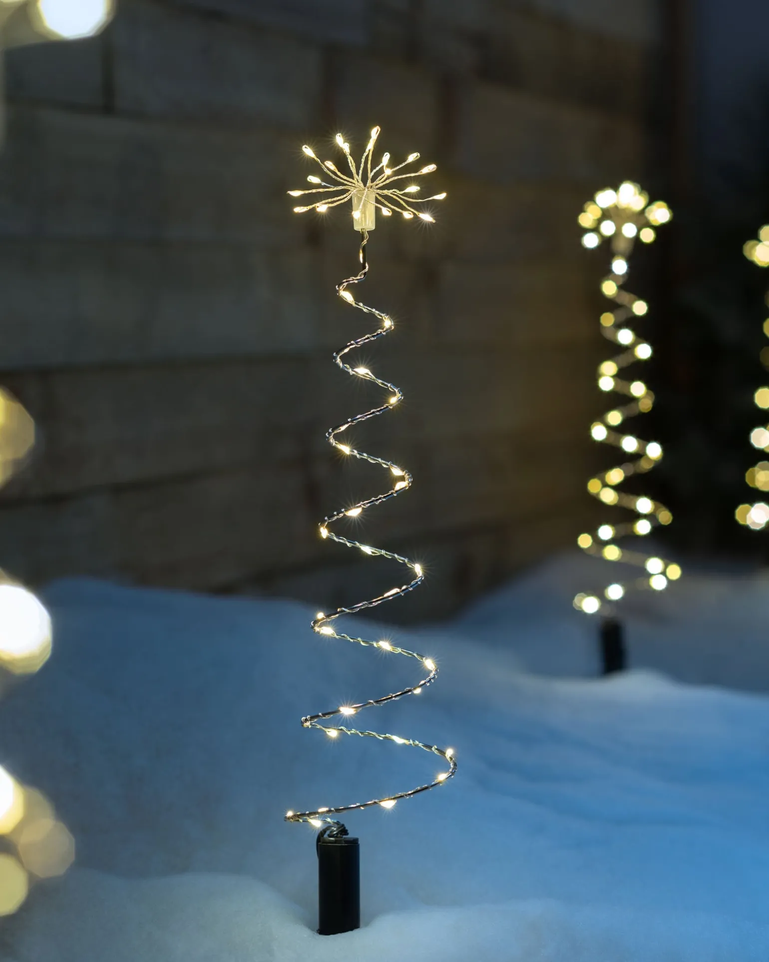 Set Of 4 Spiral Firework Pathway Stake Lights, 52 Cm