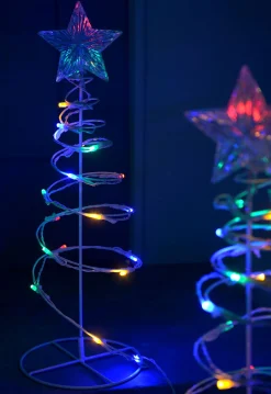 Set Of 4 Spiral Trees Rope Light Silhouette, 55 Cm