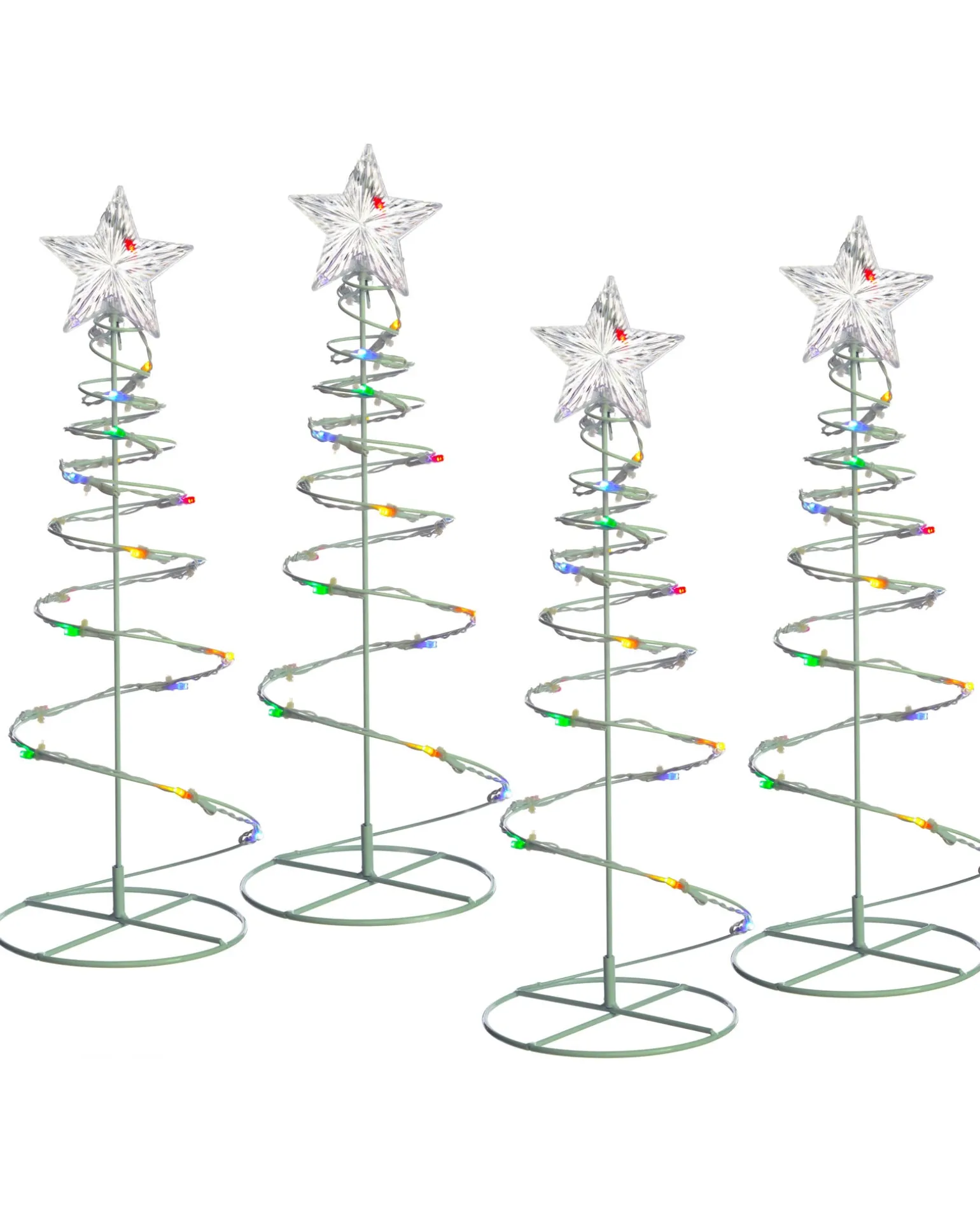 Set Of 4 Spiral Trees Rope Light Silhouette, 55 Cm