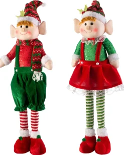 Set Of 2 Standing Elf Figurines, 60 Cm