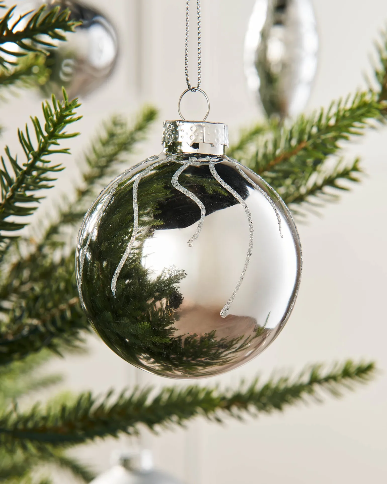 Silver Glass Baubles, 20 Pack