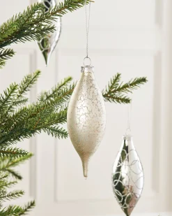 Silver Glass Baubles, 5 Pack, 15 Cm