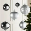Silver Glass Baubles, 6 Pack, 10 Cm