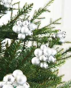 Silver Glass Berry Cluster Baubles, 10 Pack