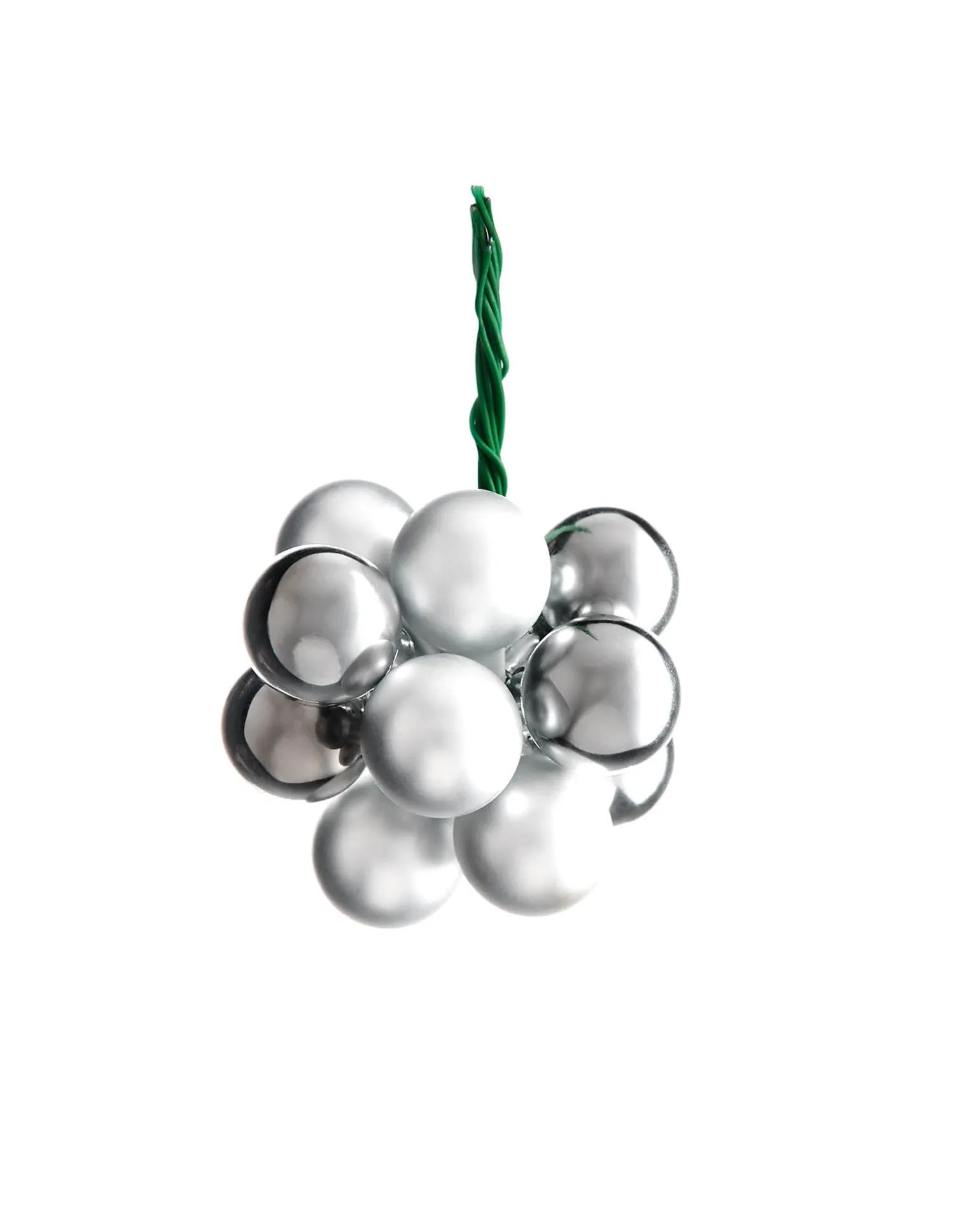 Silver Glass Berry Cluster Baubles, 10 Pack