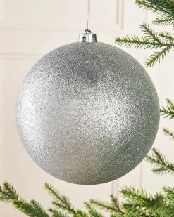 Silver Large Glitter Shatterproof Bauble, 20 Cm