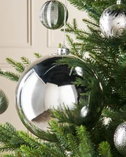 Silver Large Gloss Shatterproof Bauble, 20 Cm