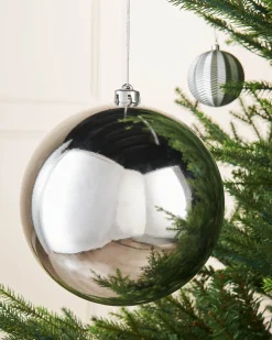 Silver Large Gloss Shatterproof Bauble, 20 Cm
