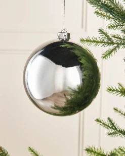 Silver Large Gloss Shatterproof Bauble, 15 Cm