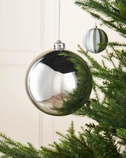 Silver Large Gloss Shatterproof Bauble, 15 Cm
