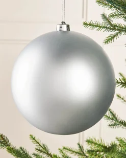 Silver Large Matt Shatterproof Bauble, 20 Cm