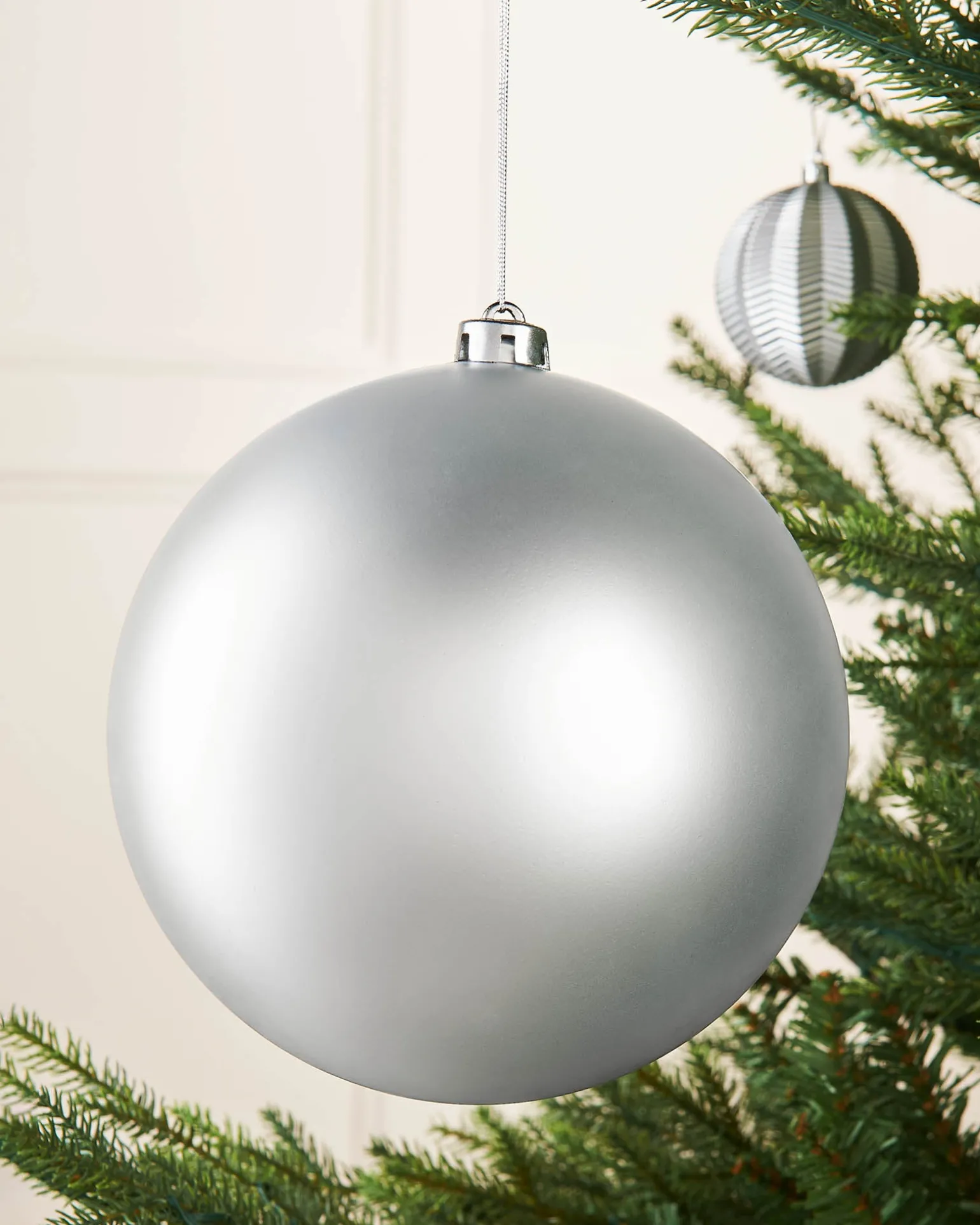 Silver Large Matt Shatterproof Bauble, 20 Cm