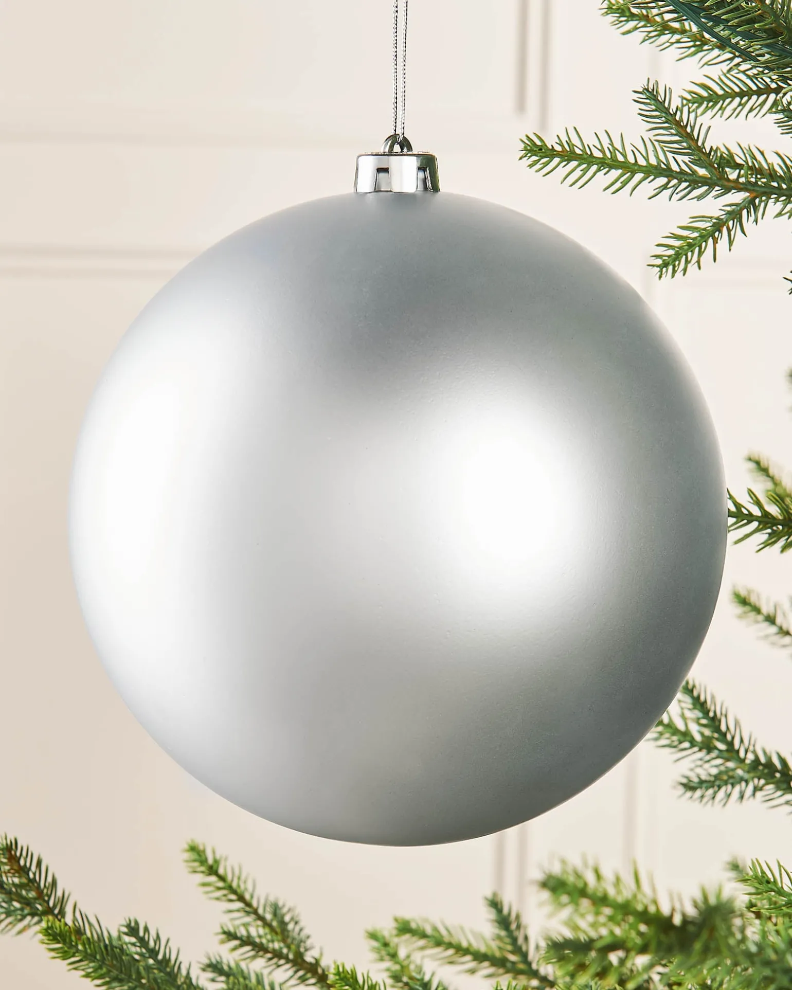 Silver Large Matt Shatterproof Bauble, 20 Cm