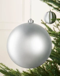 Silver Large Matt Shatterproof Bauble, 20 Cm