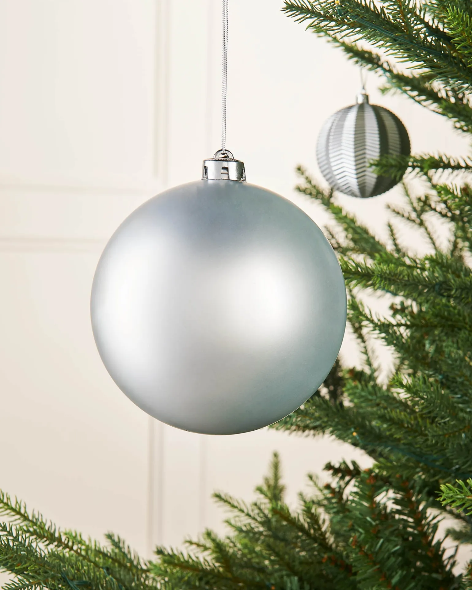 Silver Large Matt Shatterproof Bauble, 15 Cm