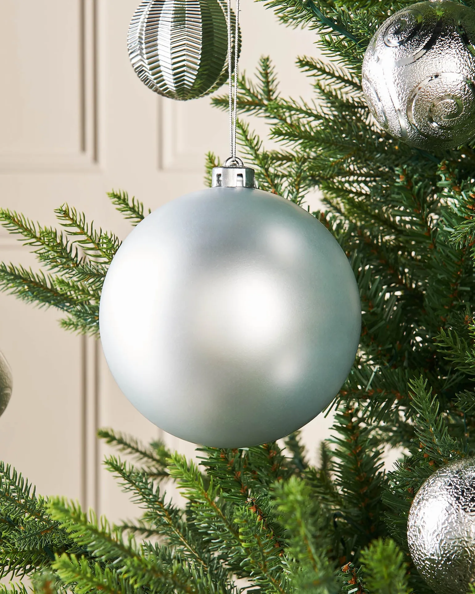 Silver Large Matt Shatterproof Bauble, 15 Cm