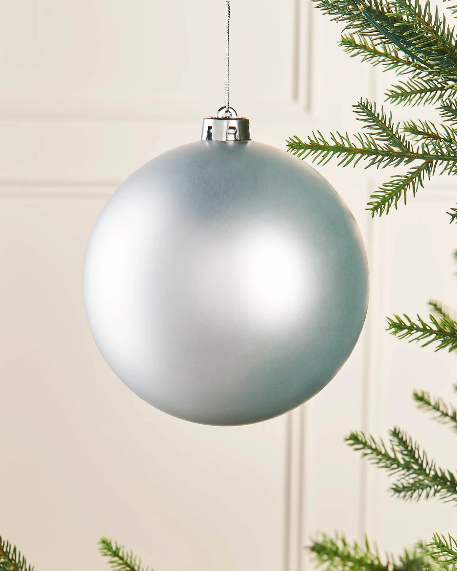 Silver Large Matt Shatterproof Bauble, 15 Cm