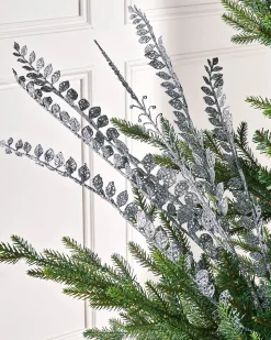 Silver Leaf Christmas Tree Spray, 84 Cm
