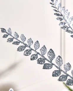 Silver Leaf Christmas Tree Spray, 84 Cm