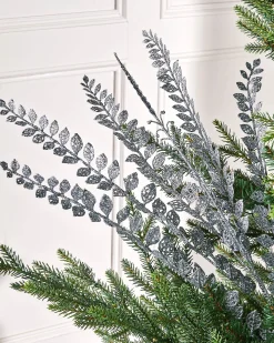 Silver Leaf Christmas Tree Spray, 84 Cm