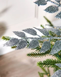 Silver Leaf Christmas Tree Spray, 73 Cm