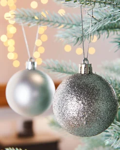 Silver Shatterproof Baubles, 42 Pack, 6 Cm