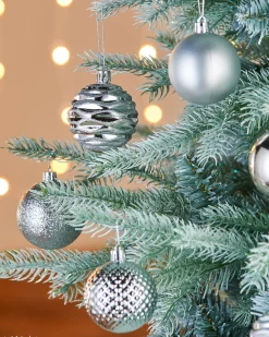Silver Shatterproof Baubles, 50 Pack, 6 Cm