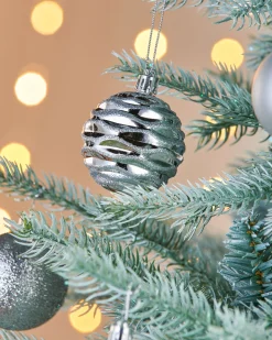 Silver Shatterproof Baubles, 50 Pack, 6 Cm