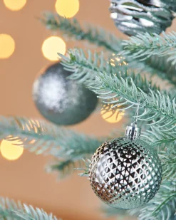 Silver Shatterproof Baubles, 50 Pack, 6 Cm