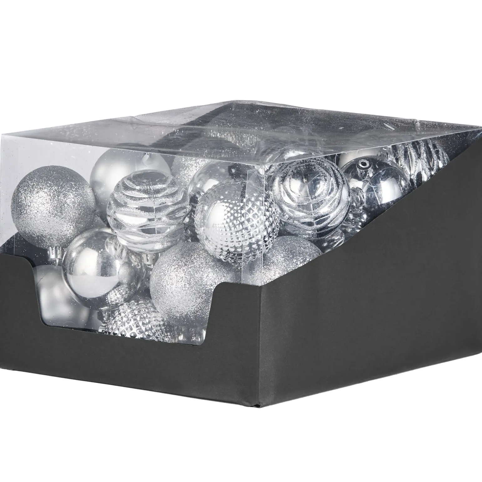 Silver Shatterproof Baubles, 50 Pack, 6 Cm