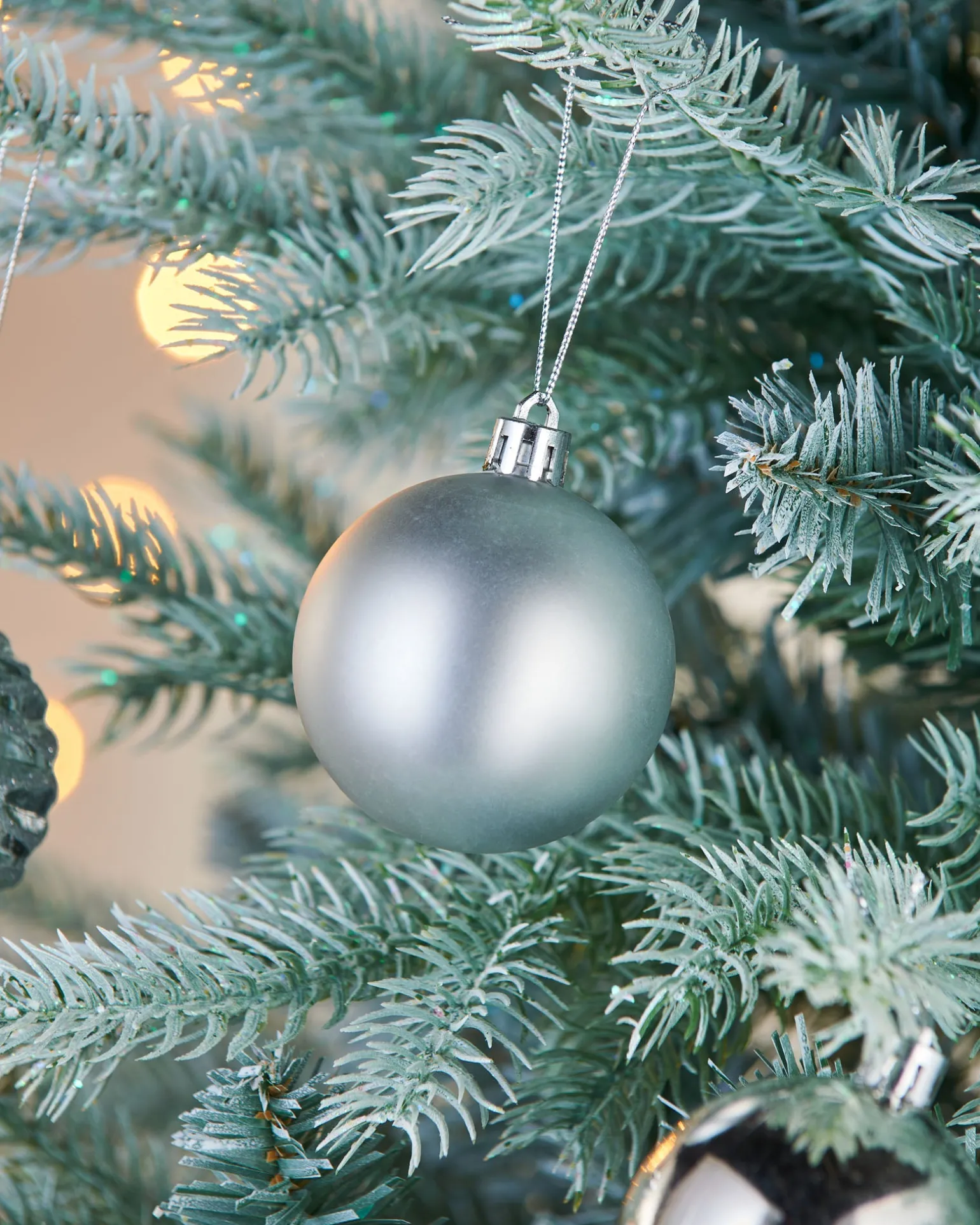 Silver Shatterproof Baubles, 50 Pack, 6 Cm