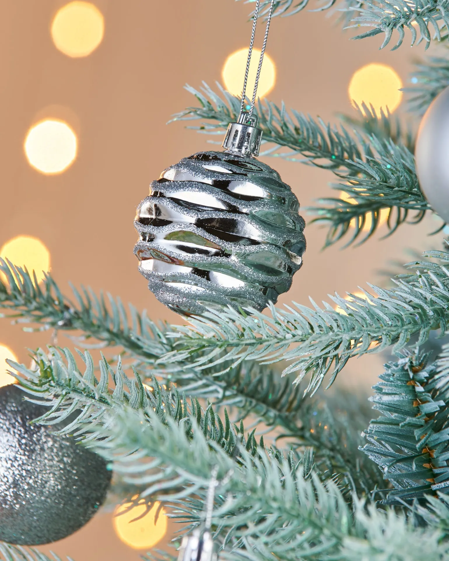 Silver Shatterproof Baubles, 50 Pack, 6 Cm